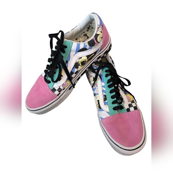 Vans x Disney Old Skool 80s Mickey Pink Teal Checkerboard size 7 - Picture 2 of 7